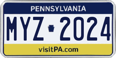 PA license plate MYZ2024