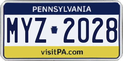 PA license plate MYZ2028