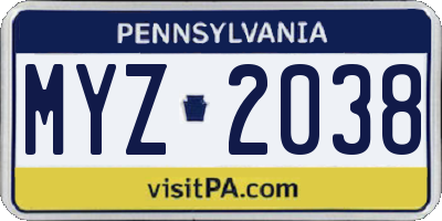 PA license plate MYZ2038