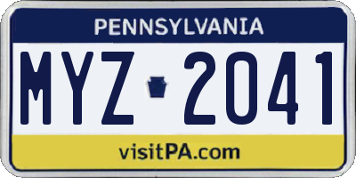 PA license plate MYZ2041