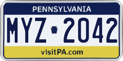PA license plate MYZ2042