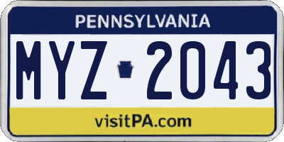 PA license plate MYZ2043