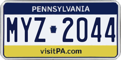 PA license plate MYZ2044