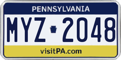 PA license plate MYZ2048