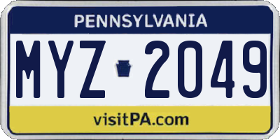 PA license plate MYZ2049