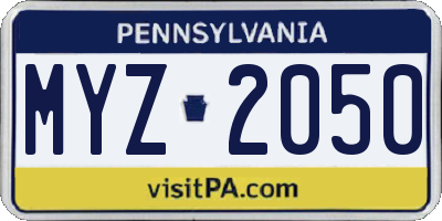 PA license plate MYZ2050