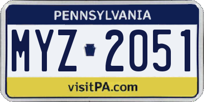 PA license plate MYZ2051