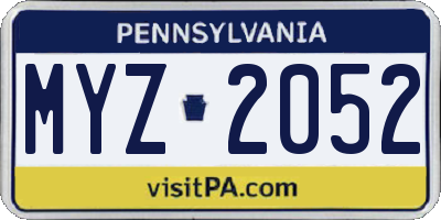 PA license plate MYZ2052