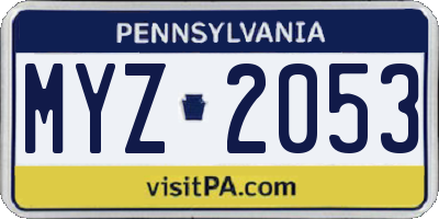 PA license plate MYZ2053