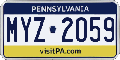 PA license plate MYZ2059