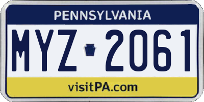 PA license plate MYZ2061