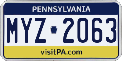 PA license plate MYZ2063