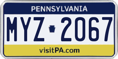 PA license plate MYZ2067