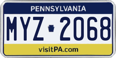 PA license plate MYZ2068
