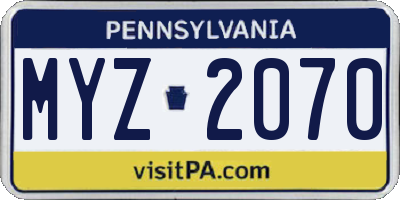 PA license plate MYZ2070