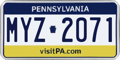 PA license plate MYZ2071