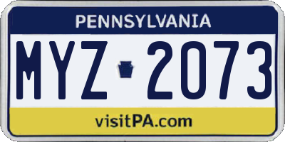 PA license plate MYZ2073