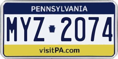 PA license plate MYZ2074