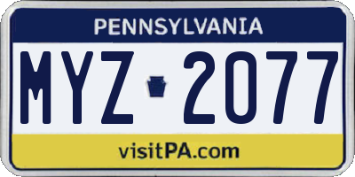 PA license plate MYZ2077