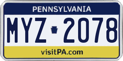 PA license plate MYZ2078