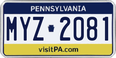 PA license plate MYZ2081