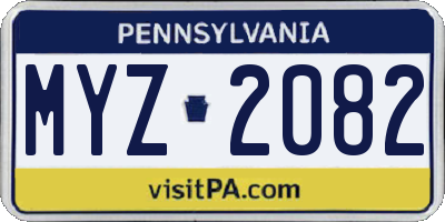 PA license plate MYZ2082