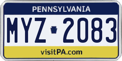 PA license plate MYZ2083