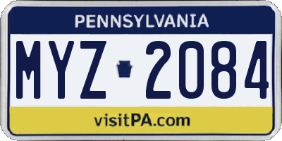 PA license plate MYZ2084