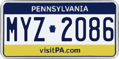 PA license plate MYZ2086