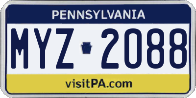 PA license plate MYZ2088