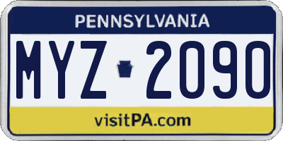PA license plate MYZ2090