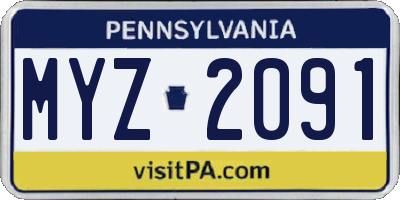 PA license plate MYZ2091
