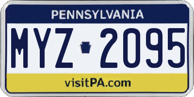 PA license plate MYZ2095