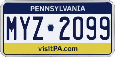 PA license plate MYZ2099