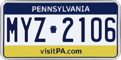 PA license plate MYZ2106