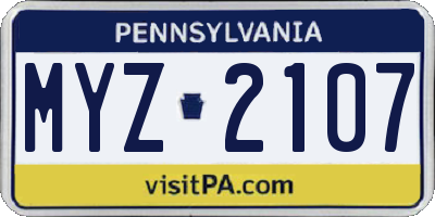 PA license plate MYZ2107