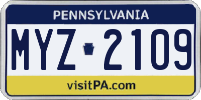 PA license plate MYZ2109