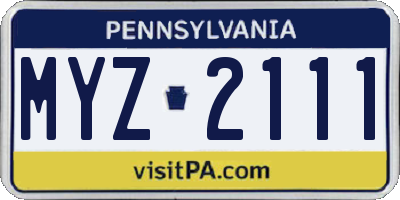 PA license plate MYZ2111