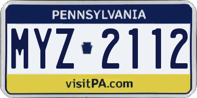 PA license plate MYZ2112