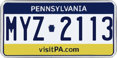 PA license plate MYZ2113