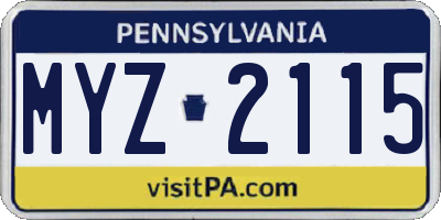 PA license plate MYZ2115