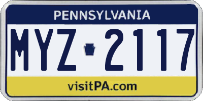PA license plate MYZ2117