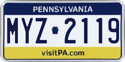 PA license plate MYZ2119