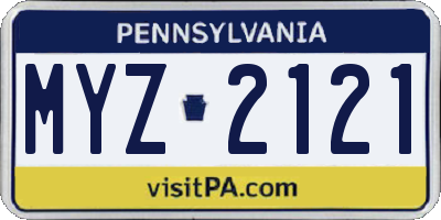 PA license plate MYZ2121