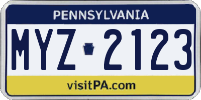 PA license plate MYZ2123