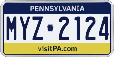 PA license plate MYZ2124