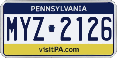 PA license plate MYZ2126