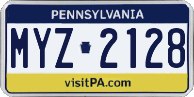 PA license plate MYZ2128