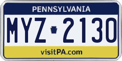 PA license plate MYZ2130