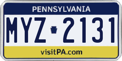 PA license plate MYZ2131